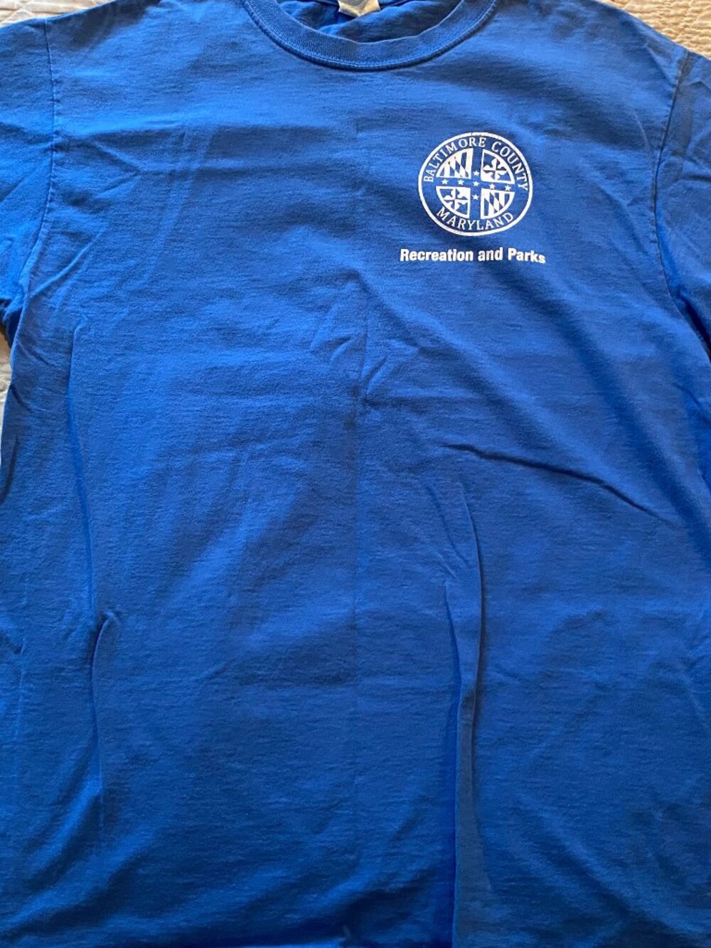 Baltimore County Maryland- Recreation and Parks Staff Blue Tee Shirt